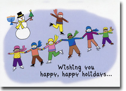 Interfaith Holiday Greeting Cards by Just Mishpucha - Ice Skating Children