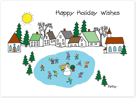 Interfaith Holiday Greeting Cards by Just Mishpucha - Interfaith Village Skaters