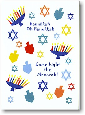 Hanukkah Greeting Cards by Just Mishpucha - Menorah Stars & Dreidels