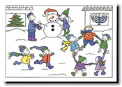 Interfaith Holiday Greeting Cards by Just Mishpucha - Kids Playing in Snow