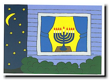 Non-Personalized Hanukkah Greeting Cards by Just Mishpucha - Menorah In Window