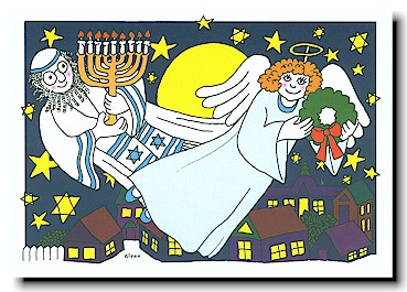 Non-Personalized Interfaith Holiday Greeting Cards by Just Mishpucha - Rabbi And Angel