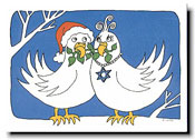 Interfaith Holiday Greeting Cards by Just Mishpucha - Turtle Doves