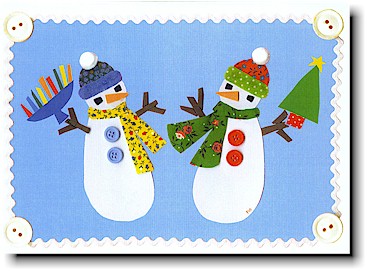 Non-Personalized Interfaith Holiday Greeting Cards by Just Mishpucha - Two Snowmen