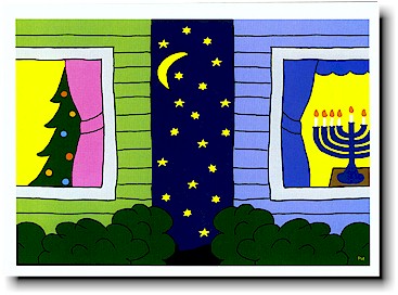 Non-Personalized Interfaith Holiday Greeting Cards by Just Mishpucha - Two Houses