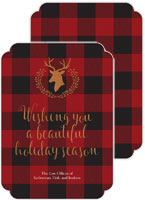 Holiday Greeting Cards by Little Lamb Designs (Buffalo Plaid Deer Silhouette)
