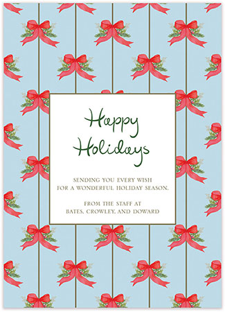 Holiday Greeting Cards by Little Lamb Designs (Bow Stripes)