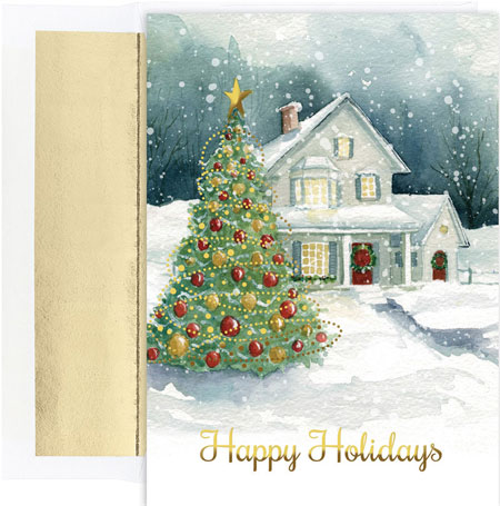 Pre-Printed Boxed Holiday Cards by Masterpiece Studios (Winter Cottage)