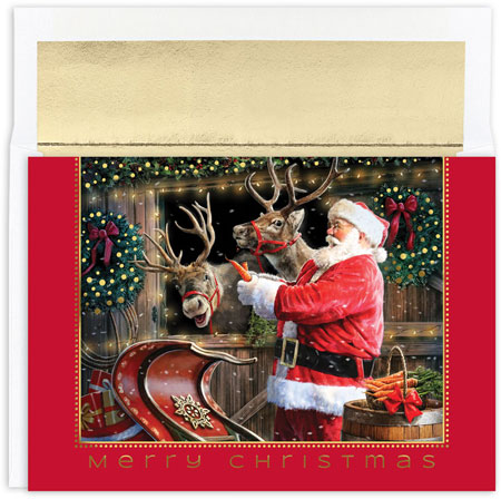 Pre-Printed Boxed Holiday Cards by Masterpiece Studios (Santa And Reindeer) Pre-Printed Boxed Holiday Cards by Masterpiece Studios (Santa And Reindeer)