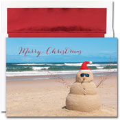 Pre-Printed Boxed Holiday Cards by Masterpiece Studios (Beach Snowman)