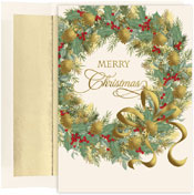 Pre-Printed Boxed Holiday Cards by Masterpiece Studios (Traditional Wreath)