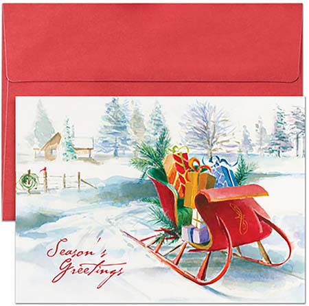 Pre-Printed Boxed Holiday Greeting Cards by Masterpiece Studios (Greetings Sleigh)