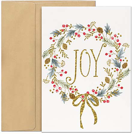 Pre-Printed Boxed Holiday Greeting Cards by Masterpiece Studios (Joy Pine Wreath)