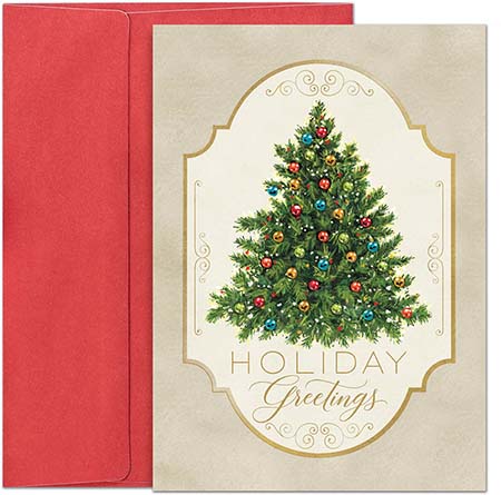 Pre-Printed Boxed Holiday Greeting Cards by Masterpiece Studios (Nostalgic Christmas Tree)