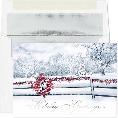 Pre-Printed Boxed Holiday Greeting Cards by Masterpiece Studios (Trimmed in Scarlet)
