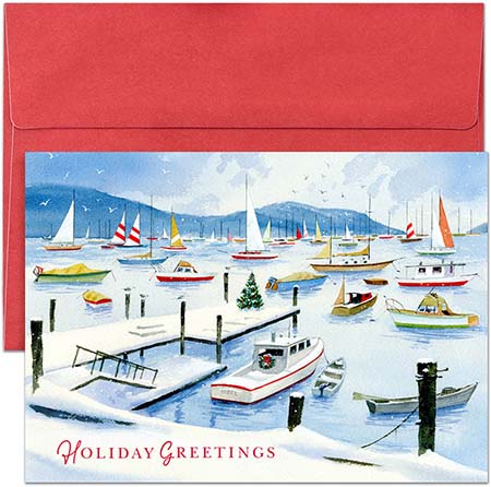 Pre-Printed Boxed Holiday Greeting Cards by Masterpiece Studios (Snowy Harbor)