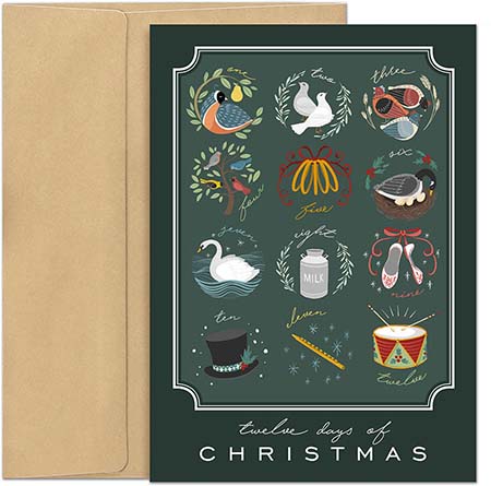 Pre-Printed Boxed Holiday Greeting Cards by Masterpiece Studios (Twelve Days)