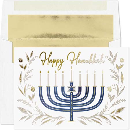 Pre-Printed Boxed Hanukkah Greeting Cards by Masterpiece Studios (Hanukkah Menorah)