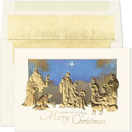 Pre-Printed Boxed Holiday Greeting Cards by Masterpiece Studios (Golden Nativity)