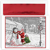 Pre-Printed Boxed Holiday Greeting Cards by Masterpiece Studios (Santa & Snowman)