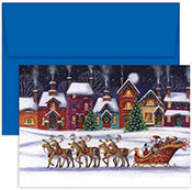Pre-Printed Boxed Holiday Greeting Cards by Masterpiece Studios (Santa & Sleigh)