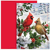Pre-Printed Boxed Holiday Greeting Cards by Masterpiece Studios (Cardinal Couple)