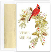 Pre-Printed Boxed Holiday Greeting Cards by Masterpiece Studios (Pine Perched Cardinal )
