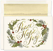 Pre-Printed Boxed Holiday Greeting Cards by Masterpiece Studios (Peace Hope Joy)