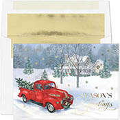 Pre-Printed Boxed Holiday Greeting Cards by Masterpiece Studios (Trucking the Tree)