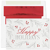 Pre-Printed Boxed Holiday Greeting Cards by Masterpiece Studios (Silver & Red Holiday)