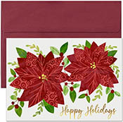 Pre-Printed Boxed Holiday Greeting Cards by Masterpiece Studios (Patterned Poinsettias)