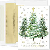Pre-Printed Boxed Holiday Greeting Cards by Masterpiece Studios (Gold Trimmed Trees)