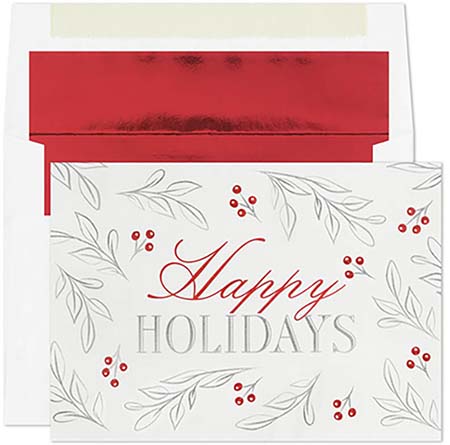 Pre-Printed Boxed Holiday Greeting Cards by Masterpiece Studios (Silver & Red Holiday) Pre-Printed Boxed Holiday Greeting Cards by Masterpiece Studios (Silver & Red Holiday)