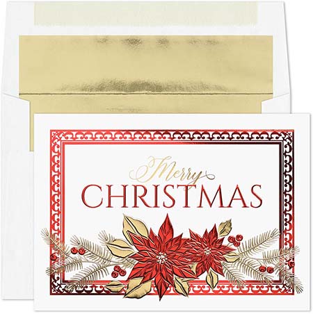 Pre-Printed Boxed Holiday Greeting Cards by Masterpiece Studios (Poinsettia Elegance) Pre-Printed Boxed Holiday Greeting Cards by Masterpiece Studios (Poinsettia Elegance)