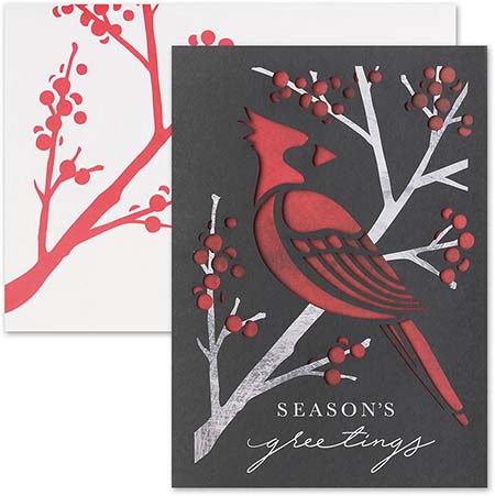 Pre-Printed Boxed Holiday Greeting Cards by Masterpiece Studios (Striking Cardinal Laser Cut) Pre-Printed Boxed Holiday Greeting Cards by Masterpiece Studios (Striking Cardinal Laser Cut)