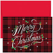 Pre-Printed Boxed Holiday Greeting Cards by Masterpiece Studios (Plaid Merry Christmas)