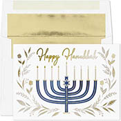 Pre-Printed Boxed Hanukkah Greeting Cards by Masterpiece Studios (Hanukkah Menorah)