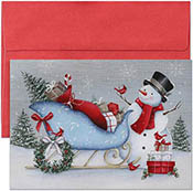 Pre-Printed Boxed Holiday Greeting Cards by Masterpiece Studios (Snowman and Sleigh)