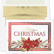 Pre-Printed Boxed Holiday Greeting Cards by Masterpiece Studios (Poinsettia Elegance)