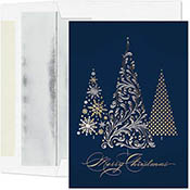 Pre-Printed Boxed Holiday Greeting Cards by Masterpiece Studios (Metallic Treeline)