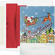 Pre-Printed Boxed Holiday Greeting Cards by Masterpiece Studios (Santa in Flight)