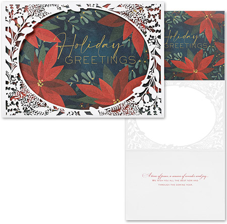 Pre-Printed Boxed Holiday Greeting Cards by Masterpiece Studios (Intricate Poinsettia)