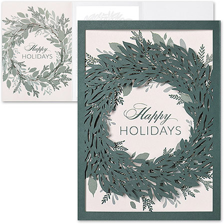 Pre-Printed Boxed Holiday Greeting Cards by Masterpiece Studios (Greenery Wreath)