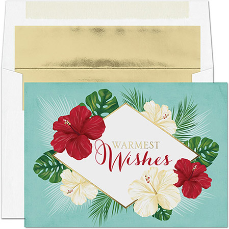 Pre-Printed Boxed Holiday Greeting Cards by Masterpiece Studios (Hibiscus Wishes)