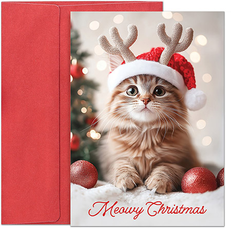 Pre-Printed Boxed Holiday Greeting Cards by Masterpiece Studios (Meowy and Bright)
