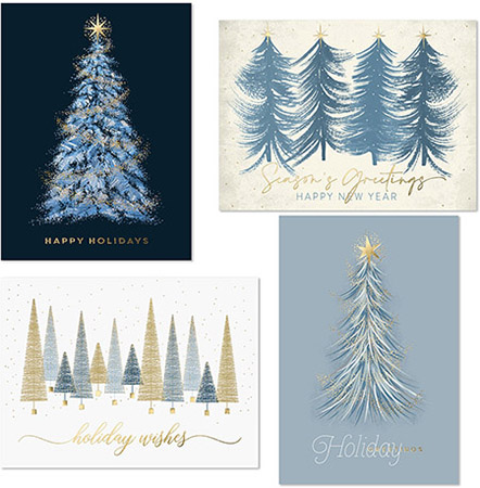 Pre-Printed Boxed Holiday Greeting Cards by Masterpiece Studios (Tree Foil Assortment)
