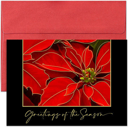 Pre-Printed Boxed Holiday Greeting Cards by Masterpiece Studios (Poinsettia Promise)