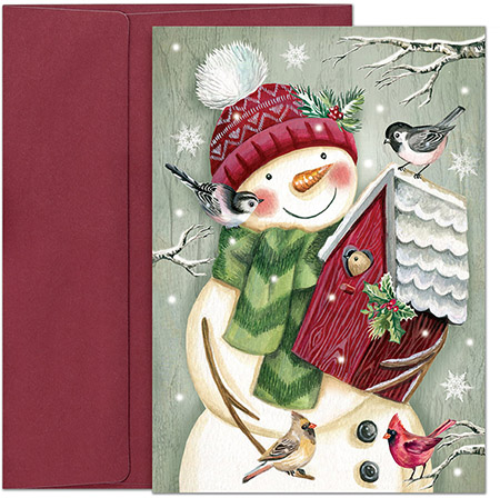 Pre-Printed Boxed Holiday Greeting Cards by Masterpiece Studios (Snowman's Feathered Friends)