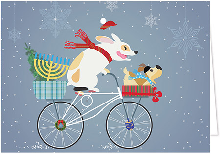 Non-Personalized Interfaith Holiday Greeting Cards by MixedBlessing (Holiday Bikes)