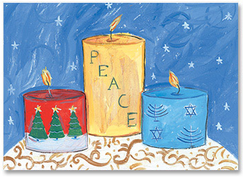 Non-Personalized Interfaith Holiday Greeting Cards by MixedBlessing (Peace Candles)